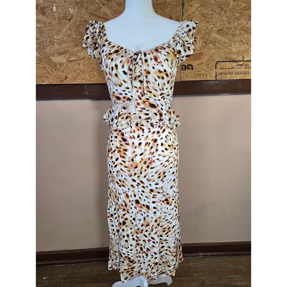 Sofia Jeans by Sofia‎ Vergara Women Animal Print Ruffle Midi Dress Small DSVW713